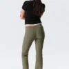Low Rise Skinny Flared Leg Trousers – Dark Khaki Green Low Rise Skinny Flared Leg Trousers – Dark Khaki Green