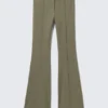 Low Rise Skinny Flared Leg Trousers – Dark Khaki Green Low Rise Skinny Flared Leg Trousers – Dark Khaki Green
