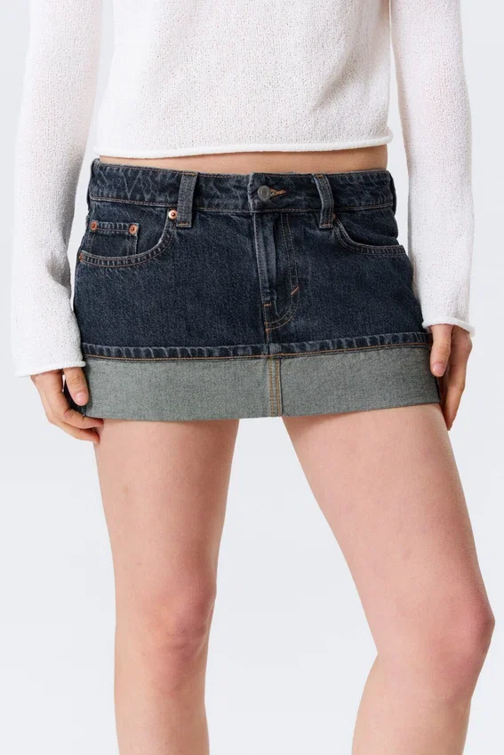 Low Rise Slim Denim Mini Skirt – Blue Anthem – Medium Blue Low Rise Slim Denim Mini Skirt – Blue Anthem – Medium Blue