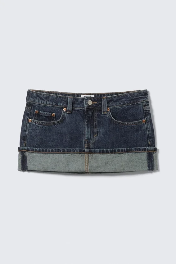 Low Rise Slim Denim Mini Skirt – Blue Anthem – Medium Blue Low Rise Slim Denim Mini Skirt – Blue Anthem – Medium Blue