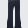 Low Rise Slim Flared Leg Jeans – Blue Rinse – Dark Blue Low Rise Slim Flared Leg Jeans – Blue Rinse – Dark Blue