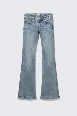 Low Rise Slim Flared Leg Jeans – Fresh Blue – Medium Blue Low Rise Slim Flared Leg Jeans – Fresh Blue – Medium Blue