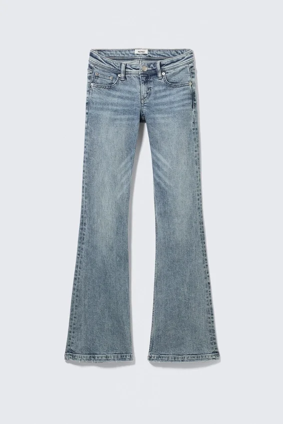 Low Rise Slim Flared Leg Jeans – Fresh Blue – Medium Blue Low Rise Slim Flared Leg Jeans – Fresh Blue – Medium Blue
