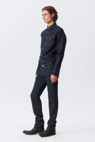 Low Rise Slim Leg Jeans – Blue Rinse – Dark Blue