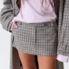 Low Rise Slim Mini Suiting Skirt – Checked White Low Rise Slim Mini Suiting Skirt – Checked White