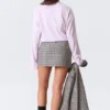Low Rise Slim Mini Suiting Skirt – Checked White Low Rise Slim Mini Suiting Skirt – Checked White