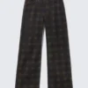 Low Rise Straight Leg Checked Twill Trousers – Dark Brown Haze Low Rise Straight Leg Checked Twill Trousers – Dark Brown Haze