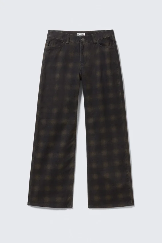 Low Rise Straight Leg Checked Twill Trousers – Dark Brown Haze Low Rise Straight Leg Checked Twill Trousers – Dark Brown Haze
