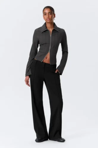 Low Rise Straight Suiting Trousers – Black