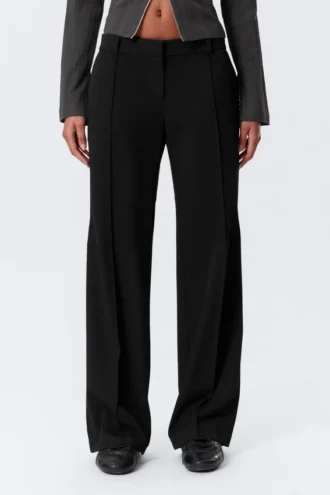 Low Rise Straight Suiting Trousers – Black