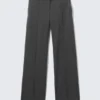 Low Rise Straight Suiting Trousers – Dark Grey Melange Low Rise Straight Suiting Trousers – Dark Grey Melange