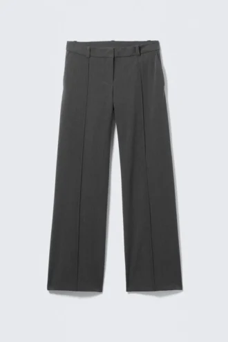 Low Rise Straight Suiting Trousers – Dark Grey Melange