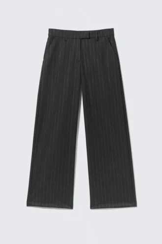 Low Rise Suiting Trousers – Dark Grey – Glitter Pinstripe