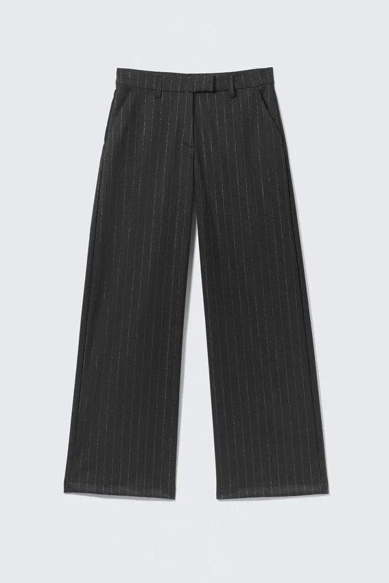 Low Rise Suiting Trousers – Dark Grey – Glitter Pinstripe Low Rise Suiting Trousers – Dark Grey – Glitter Pinstripe