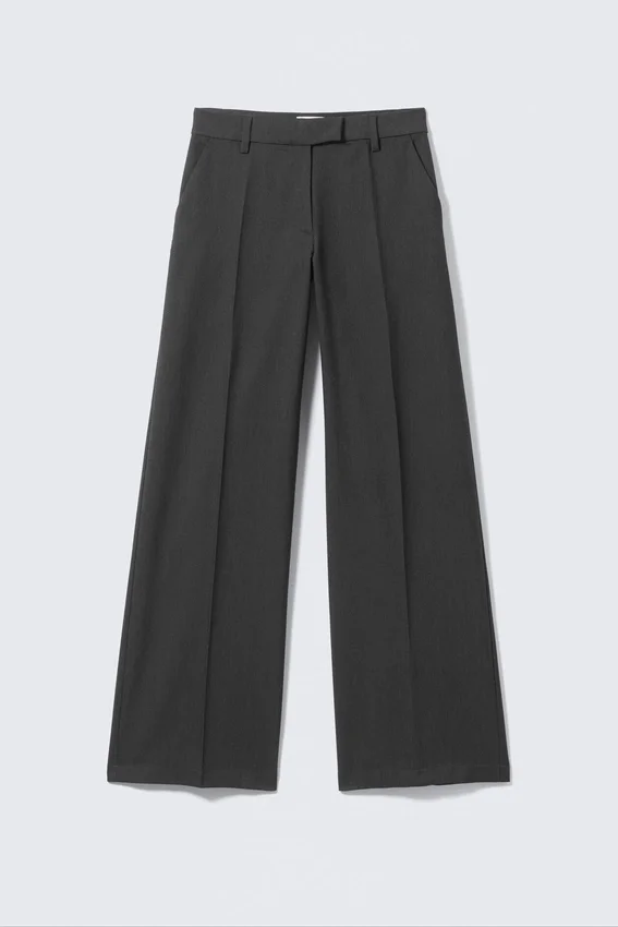 Low Rise Suiting Trousers – Dark Grey Melange Low Rise Suiting Trousers – Dark Grey Melange