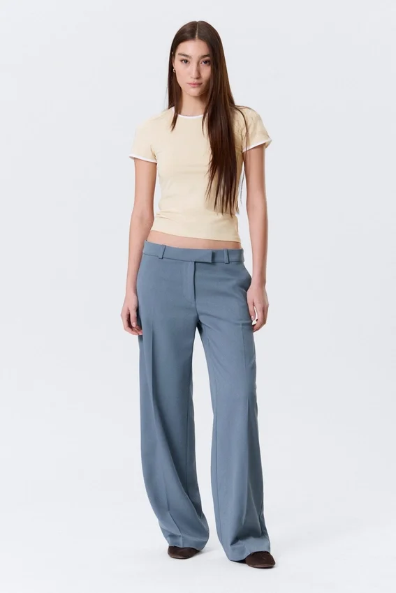 Low Rise Suiting Trousers – Dusty Blue Low Rise Suiting Trousers – Dusty Blue