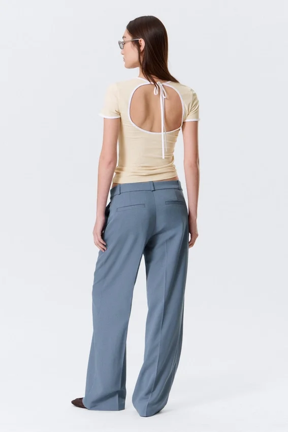 Low Rise Suiting Trousers – Dusty Blue Low Rise Suiting Trousers – Dusty Blue