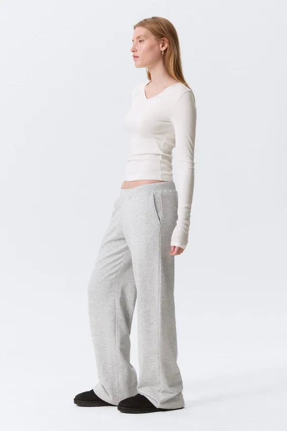 Low Rise Terry Sweatpants – Grey Melange Low Rise Terry Sweatpants – Grey Melange