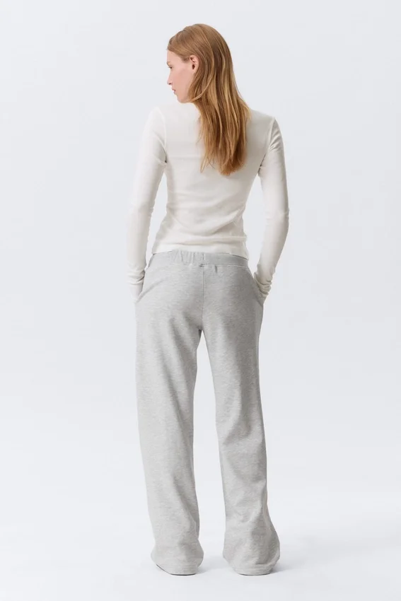 Low Rise Terry Sweatpants – Grey Melange Low Rise Terry Sweatpants – Grey Melange