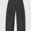 Low Rise Wide Leg Cargo Trousers – Dark Grey Low Rise Wide Leg Cargo Trousers – Dark Grey