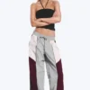 Low Rise Wide Leg Colourblock Trousers – Grey/Pink/Red Low Rise Wide Leg Colourblock Trousers – Grey/Pink/Red