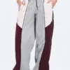 Low Rise Wide Leg Colourblock Trousers – Grey/Pink/Red Low Rise Wide Leg Colourblock Trousers – Grey/Pink/Red