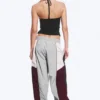Low Rise Wide Leg Colourblock Trousers – Grey/Pink/Red Low Rise Wide Leg Colourblock Trousers – Grey/Pink/Red
