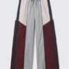 Low Rise Wide Leg Colourblock Trousers – Grey/Pink/Red Low Rise Wide Leg Colourblock Trousers – Grey/Pink/Red