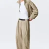 Low Rise Wide Leg Pleated Trousers – Beige Low Rise Wide Leg Pleated Trousers – Beige