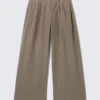 Low Rise Wide Leg Pleated Trousers – Dusty Mole Low Rise Wide Leg Pleated Trousers – Dusty Mole