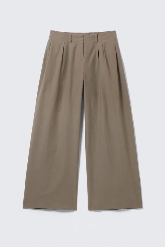 Low Rise Wide Leg Pleated Trousers – Dusty Mole Low Rise Wide Leg Pleated Trousers – Dusty Mole