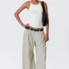 Low Rise Wide Leg Pleated Trousers – Light Mole Low Rise Wide Leg Pleated Trousers – Light Mole