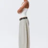 Low Rise Wide Leg Pleated Trousers – Light Mole Low Rise Wide Leg Pleated Trousers – Light Mole