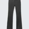 Low Rise Zip-Hem Satin Rhinestone Trousers – Dark Grey – Rhinestones Low Rise Zip-Hem Satin Rhinestone Trousers – Dark Grey – Rhinestones
