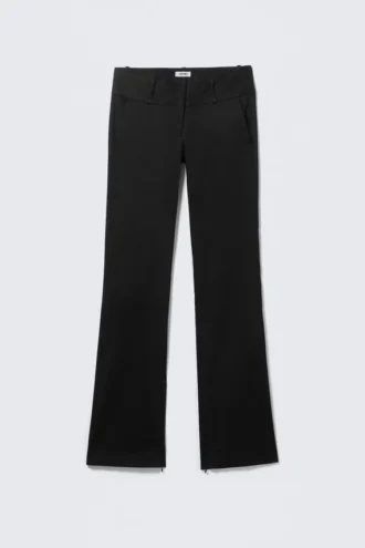 Low Rise Zip-Hem Satin Trousers – Black