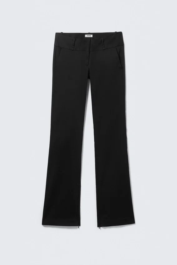 Low Rise Zip-Hem Satin Trousers – Black Low Rise Zip-Hem Satin Trousers – Black