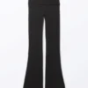 Low Waist Flared Pyjama Trousers – Black Low Waist Flared Pyjama Trousers – Black