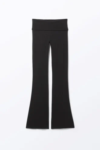 Low Waist Flared Pyjama Trousers – Black