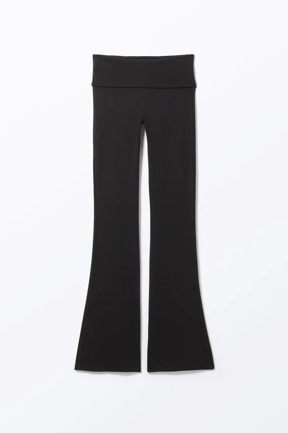Low Waist Flared Pyjama Trousers – Black Low Waist Flared Pyjama Trousers – Black