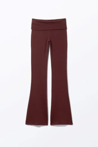 Low Waist Flared Pyjama Trousers – Dark Red