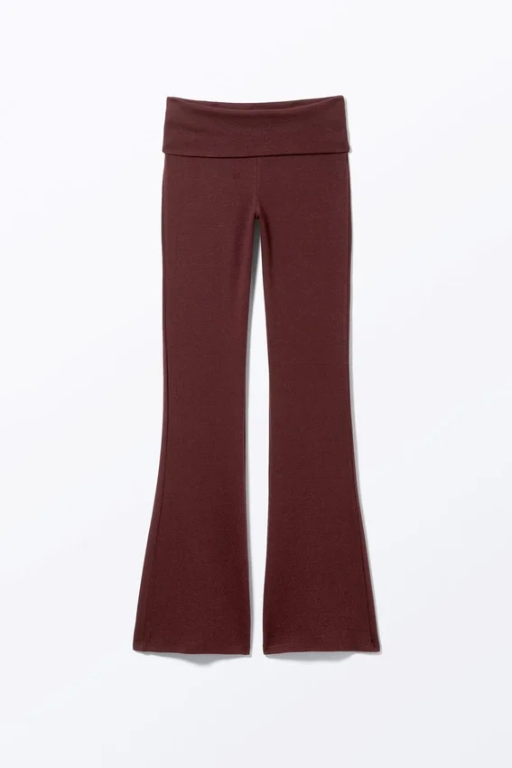 Low Waist Flared Pyjama Trousers – Dark Red Low Waist Flared Pyjama Trousers – Dark Red