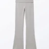Low Waist Flared Pyjama Trousers – Grey Melange Low Waist Flared Pyjama Trousers – Grey Melange