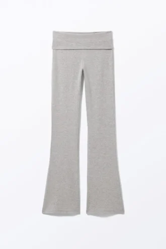 Low Waist Flared Pyjama Trousers – Grey Melange