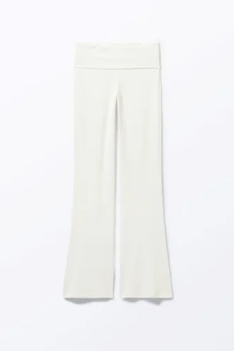 Low Waist Flared Pyjama Trousers – White
