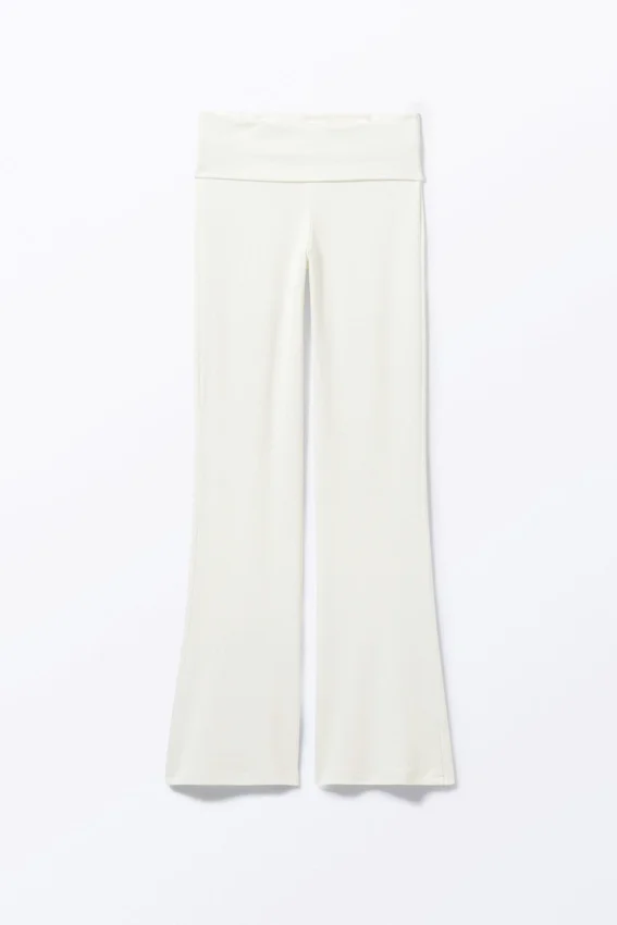 Low Waist Flared Pyjama Trousers – White Low Waist Flared Pyjama Trousers – White