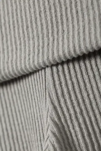 Low Waist Flared Ribbed Trousers – Dusty Grey