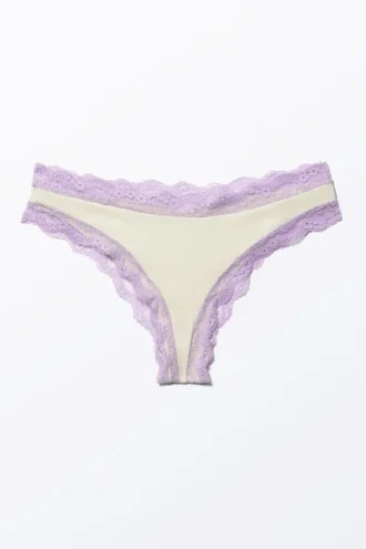 Low-Waist Lace Hipster Briefs – Off-White & Lilac