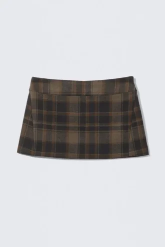 Low Waist Mini Skirt – Brown Checked