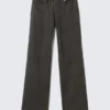 Low Waist Pinstripe Cotton Trousers – Striped Dark Grey Low Waist Pinstripe Cotton Trousers – Striped Dark Grey
