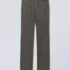 Low Waist Slim Straight Corduroy Trousers – Dark Khaki Green Low Waist Slim Straight Corduroy Trousers – Dark Khaki Green